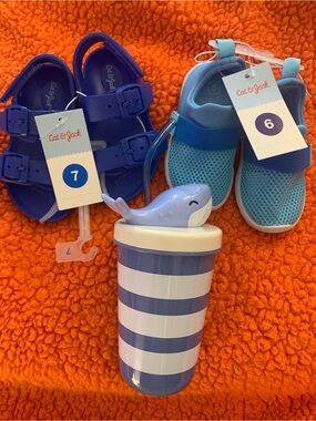 Beach Bundle- 2 Cat & Jack Shoes and Whale cup